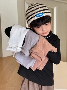 SHEIN Young Boy 3 For 1 Casual Korean Style Long Sleeve Collared Shirt,Vest And White Pants Set,Comfortable Fashion School Back-To-School Black Autumn Fall - Multicolor - View 2