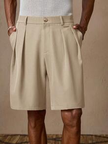 AKNOTIC X Nawaf Alabid Pantalones cortos de hombre con bolsillos en diagonal y pliegues - Albaricoque - Ver 7