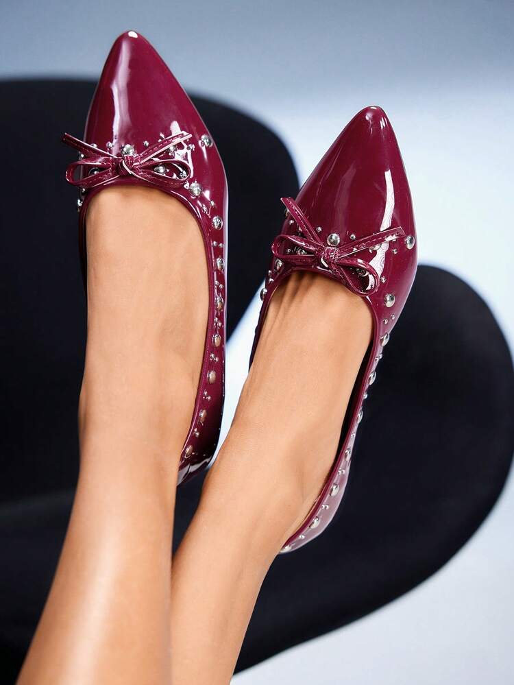 CUCCOO GRLICON Women's Fashion Elegant Bow Decor Flat Shoes