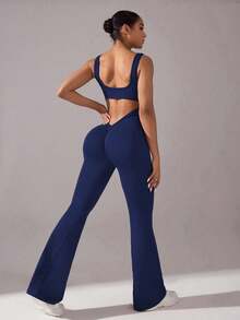 Easithlete 女式深 V 后背无缝瑜伽连体裤，高级时尚运动休闲全套连体裤，高级时尚运动休闲健身女装