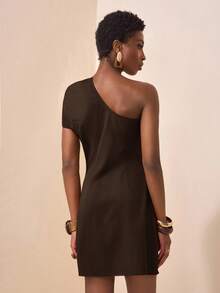 Zivah 2025 Sommer Neues Musik Festival Ostern Muttertag Hochzeitssaison Hochzeit Geburtstags Party Alltag Lässig Urlaub Kreuzfahrt Strand Sonnenbaden Viral Elegantes Leinengemisch Schulterfreies Bodycon Braun Kleid