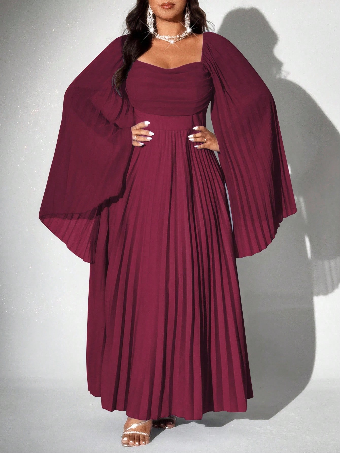 Viva Relle فستان ماكسي أنيق للنساء ذوات الحجم الكب...