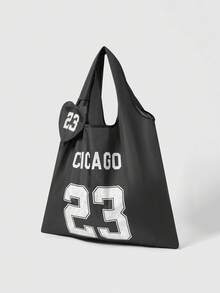 ROMWE Grunge Punk 1586325 时尚简约蕾丝数字印花图案大容量便携可折叠手提包带零钱包 - 彩色 - 查看 4