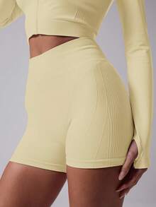 Musera Sport 罗纹高腰无缝合身运动短裤，适合板网球、网球、匹克球健身