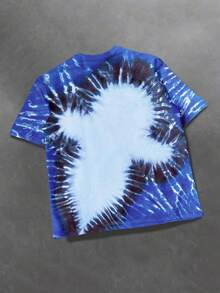 Manfinity Dauomo 男士休闲宽松扎染鬼魂印花圆领短袖 T 恤，万圣节 - 彩色 - 查看 2