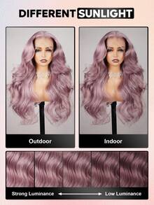 ALL READY WIG TO GLAM Parrucca da donna con parte anteriore in pizzo e onde del corpo, colore viola cenere, non necessita di colla, pre-tagliata, linea capelli invisibile, lunghezza 18-26 pollici, edizione vacanziera vibes estive