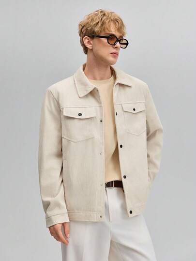  OFFICEAU OFFICEAU 男士纯色长袖单排扣灯芯绒户外夹克，Old Money 色号