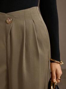 MOTF PREMIUM 褶皱斜口袋裤 - 摩卡棕 - 查看 7