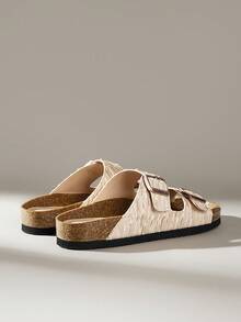 Solecia 女士时尚平底凉鞋，夏季沙滩度假户外拖鞋 - 香檳色 - 查看 4