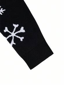 Manfinity Roghcode Men's Casual Skull & Snowflake Pattern Turtleneck Long Sleeve Sweater, Autumn/Winter Christmas - Black - View 4