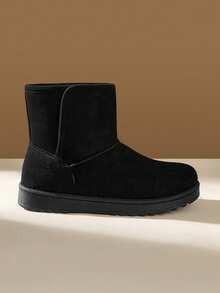 CUCCOO EASI Giày bốt đi tuyết ấm áp đơn sắc dành cho nữ mặc hàng ngày - màu đen - Xem 7