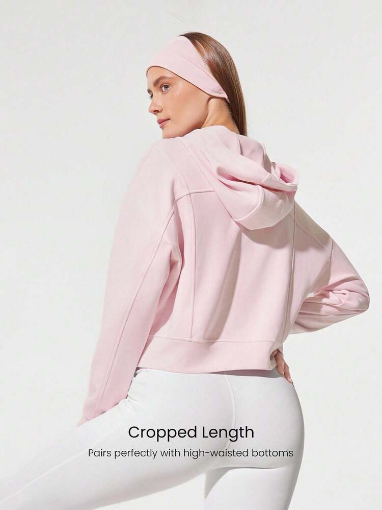 Modal Fleece Power Zip Side Pockets Hoodie Long Sleeve Sweater With Thumbholes Daily Casual