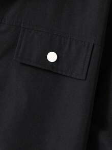 SHEIN Teen Boy Flap Detail Button Up Shirt & Drawstring Waist Pants Fall Winter