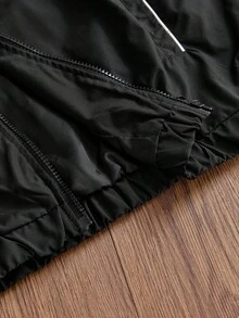 Manfinity Unisex Men's Contrast Trim Long Sleeve Woven Jacket, Fall, Winter - Black - View 6