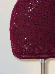 SHEIN ICON Damen Einfarbiges Kleid mit tiefem Ausschnitt und Strass-Verzierung, sexy Trägerkleid - Rot - Übersicht 3