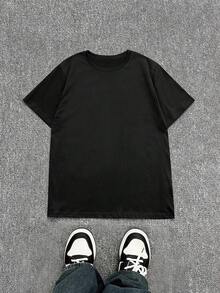 Manfinity Dauomo Men Loose Fit Short Sleeve T-Shirt With Character Print And Drop Shoulder For Summer - Black - View 3