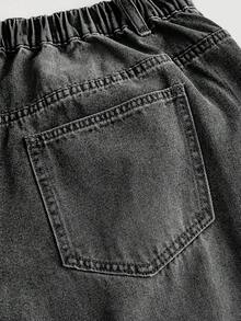 SHEIN MOD Plus Size Low Waist Loose Wide Leg Blue Jeans, Stacked Women Jeans, Women Mom Jeans, Vintage Bootcut Women Jeans/Winter