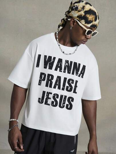 PAVTROS Manfinity EMRG 男士休闲运动短款印花圆领 T 恤，图案男士 T 恤，超大 T 恤，男友礼物