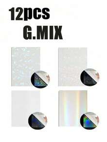 10 张全息贴纸，透明 A4 乙烯基贴纸，自粘防水透明膜，带有心形、雪花图案，11.8 x 8.3 英寸，可用于保护书籍、照片、明信片等。 - 彩色 - 查看 14