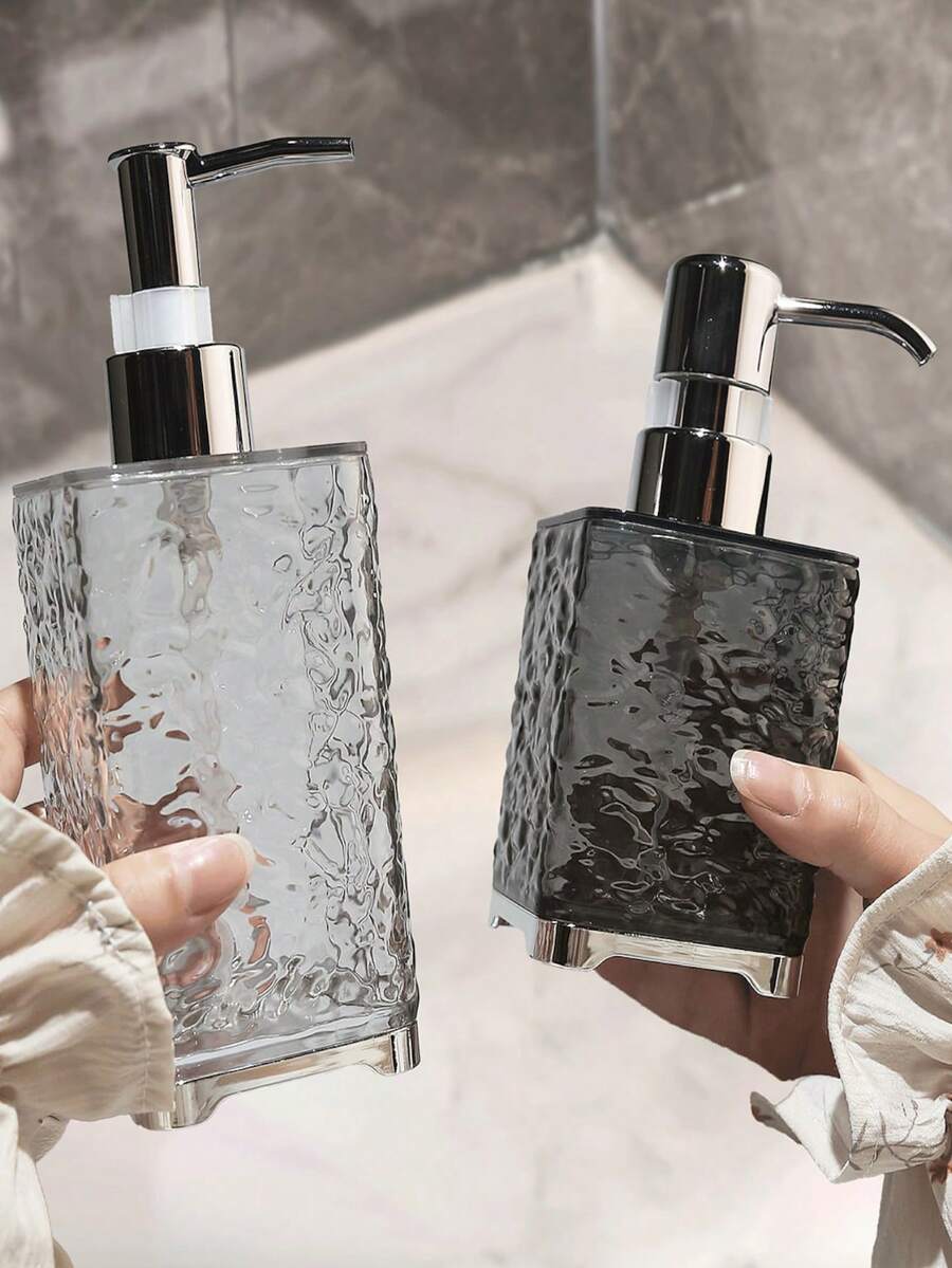 1 件浴室乳液瓶和泡沫瓶，适用于洗发水、沐浴露、护发素、液体肥皂，300ml/400ml 灰白塑料水波纹可再填充空洗发水泵瓶，浴室盥洗用品，易于清洁和使用 - 彩色 - 查看 1
