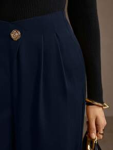 MOTF PREMIUM 褶皱斜口袋裤 - 藏蓝色 - 查看 7