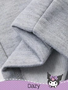 DAZY HELLO KITTY AND FRIENDS | SHEIN 秋冬款少女卡通图案针织连帽卫衣和运动裤套装 - 灰色 - 查看 7