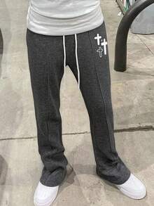 Manfinity Homme Men's Casual Versatile Cross Print Sweatpants - Multicolor - View 6