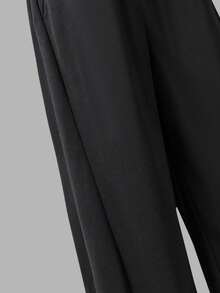 SHEIN Mirajuku 1 件青少年休闲抽绳运动设计运动裤，适合日常通勤、春秋季 - 黑色 - 查看 6