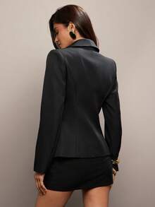 Hauture Solid Color Minimalist Long Sleeve Blazer - Chic Wardrobe Essential For Women - Black - View 4
