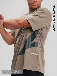 ARC Men's Casual Breathable Summer Short Sleeve T-Shirt Workout Tank Summer - Brown - View 3