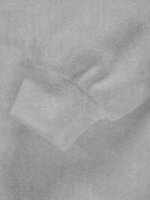 青少年男童休闲简约纽约字母印花加厚卫衣，适合秋季穿着 - 灰色 - 查看 5