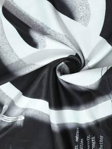 ROMWE MEN Goth Men's Casual Street Letter & Cross Print Long Sleeve T-Shirt, Autumn - Black - View 8