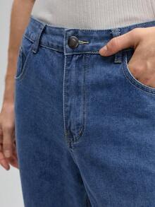 OFFICEAU 男士休闲修身牛仔裤 - 适合所有季节，Old Money 春夏款 - 中等水洗藍 - 查看 8