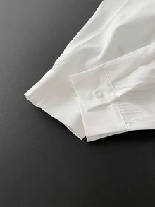 SHEIN 女式休闲百搭骑士印花口袋衬衫 - 白色 - 查看 3