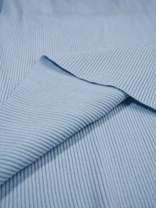 Elenzga Plus Size Women's Solid Color Bow Decor Raglan Flare Sleeve Fitted Elegant Knit Dress, Autumn - Blue - View 8