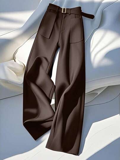 GlowEve 口袋装饰腰部喇叭腿优雅女裤