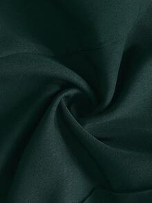 Auvina Áo khoác sơ mi đen trơn cổ vuông thanh lịch cỡ lớn dành cho nữ + Quần ống rộng cạp cao thời trang đi chơi, sang trọng và thoải mái - Màu xanh lá cây đậm - Xem 7