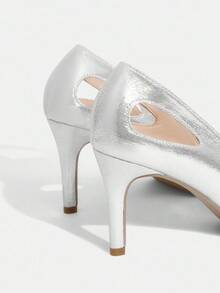 CUCCOO TILAWA Fashionable Sexy Pointed Toe Thin High Heel Hollow Out Rhinestone Glamorous Party Silver Women High Heel Pumps For Christmas - Silver - View 11