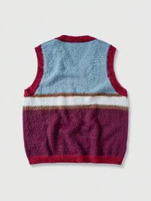 ROMWE MEN Street Life Casual Versatile Loose V-Neck Men Sweater Vest, Fall/Winter - Multicolor - View 2