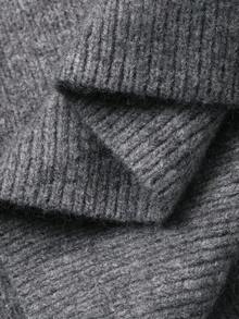 DAZY Bộ 2 món áo len và chân váy xẻ tà cổ chữ V màu trơn thanh lịch dành cho nữ, mùa thu - Xám - Xem 8