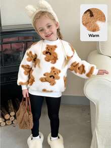 LMoss Kids Bộ 2 chiếc/Bộ áo nỉ cổ tròn dệt kim họa tiết trái tim và quần legging cho bé gái - Nhiều màu - Xem 6