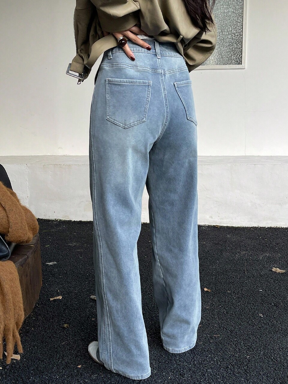 High Waist Straight Leg Jeans For Women, Loose Fit, Distressed, Thermal Lined, Ankle Length, Suitable For Autumn/Winter