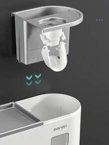 壁挂式牙刷架，带自动牙膏分配器浴室配件套装 - 灰色 - 查看 7