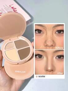 SHEGLAM Hypersculpt 提亮修容彩妝盤-Warm, 多用途啞光調色盤，適用於提亮、腮紅、修容、眼影和塑形粉 品牌 美容 化妝 化妝品 適合女性與女孩 完美搭配冬季 Y2K 時尚 流行 生日禮物 假期 派對準備就緒 最佳顏色