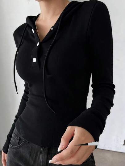 DAZY 女士保暖内衬圆领半拉链连帽T恤，秋季长袖女式上衣，保暖内衬，冬季