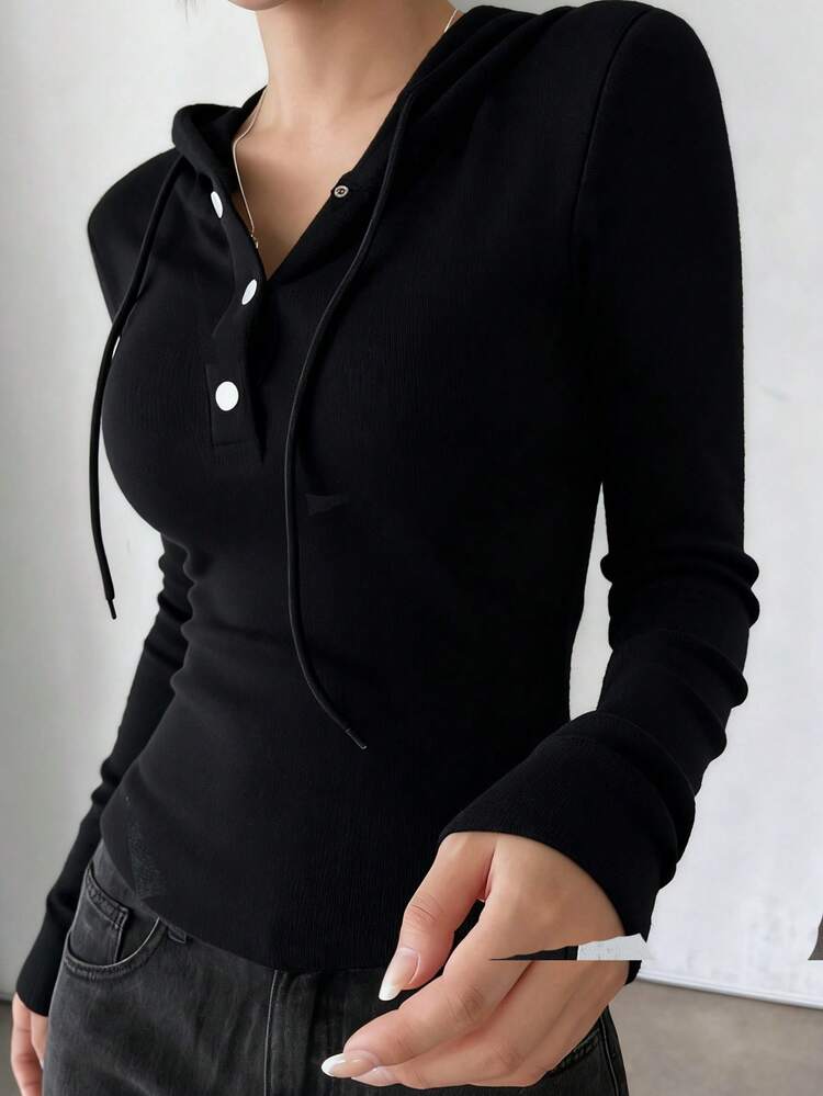 Women's Thermal Lined Crew Neck Half-Zip Hooded T-Shirt, Fall Tee Long Sleeve Women Tops,Thermal Lined,Winter