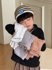 SHEIN Young Boy 3 For 1 Casual Korean Style Long Sleeve Collared Shirt,Vest And White Pants Set,Comfortable Fashion School Back-To-School Black Autumn Fall - Multicolor - View 4