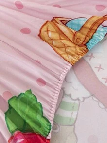 Strawberry Shortcake X SHEIN 1 Ga trải giường in hình hoạt hình, chất liệu mềm mại, phù hợp với nhiều kích cỡ giường, thoáng khí và ấm áp, thích hợp cho giường đơn/đôi/cỡ Queen/King của trẻ em, ý tưởng quà tặng. - Đỏ - Xem 7