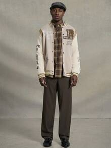 PAVTROS Veste de baseball pour hommes à imprimé contraste couleur patchwork, slogan et lettre, pour l'automne/l'hiver, la sortie, le streetwear. Veste color block manches longues de baseball. Idéal pour offrir à des amis, un mari ou un petit ami. Veste de sport pour hommes, veste de baseball, veste graphique pour hommes. - Multicolore - Voir 3