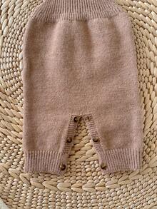 SHEIN 新生儿卡通动物图案纽扣前开衫，休闲日常穿着，秋冬 - 杏色 - 查看 7